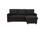 Charcoal Linen Sleeper L Shaped Two Piece Sofa and Chaise