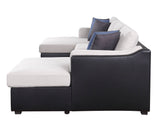 Charcoal Linen Sleeper L Shaped Two Piece Sofa and Chaise