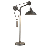 33" Gray Metal Adjustable Desk Table Lamp With Gray Dome Shade