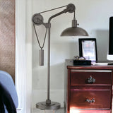 33" Gray Metal Adjustable Desk Table Lamp With Gray Dome Shade