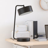 18" Black Metal Desk Table Lamp With Black Drum Shade