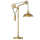 34" Brass Metal Adjustable Novelty Desk Table Lamp With Brass Dome Shade