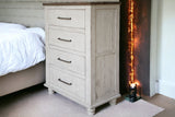 37" Light Gray Solid Wood Four Drawer Chest