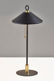 20" Black and Gold Metal Two Light Candlestick LED Table Lamp With Black Cone Shade