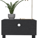 20" Black One Drawer Faux Wood Nightstand