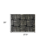 2' x 3' Black and Off White Abstract Machine Tufted Area Rug