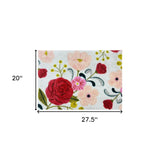 2' X 3' Red Floral Machine Tufted Area Rug With UV Protection