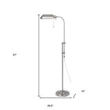 57" Brass Adjustable Traditional Shaped Floor Lamp With Bronze Square Shade