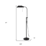 57" Nickel Adjustable Traditional Shaped Floor Lamp With Nickel Square Shade