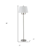 70" Nickel Torchiere Floor Lamp With White Frosted Glass Dome Shade