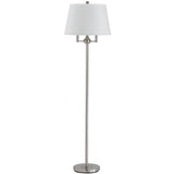 62" Nickel Four Light Traditional Shaped Floor Lamp With White Square Shade