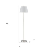 62" Nickel Four Light Traditional Shaped Floor Lamp With White Square Shade