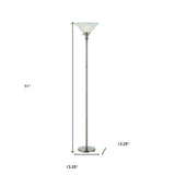 71" Black Torchiere Floor Lamp With Black Frosted Glass Dome Shade
