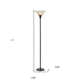 71" Nickel Torchiere Floor Lamp With Clear Frosted Glass Dome Shade