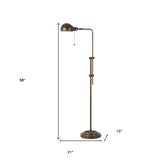 58" Bronze Adjustable Traditional Shaped Floor Lamp With Bronze Dome Shade