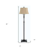58" Rusted Adjustable Traditional Shaped Floor Lamp With Rust Dome Shade