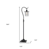 60" Brass Traditional Shaped Floor Lamp With Bronze Transparent Glass Drum Shade