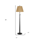 60" Rusted Traditional Shaped Floor Lamp With Rust Transparent Glass Drum Shade