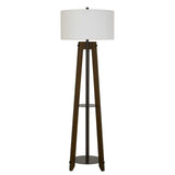 65" Brown Tripod Floor Lamp With White Rectangular Shade