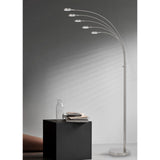 82" Nickel Five Light Led Arc Floor Lamp