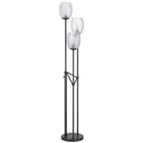 71" Black Three Light Traditional Shaped Floor Lamp With Clear Transparent Glass Novelty Shade