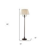 59" Bronze Swing Arm Floor Lamp With Beige Empire Shade