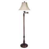 62" Rusted Swing Arm Floor Lamp With Champagne Bell Shade