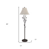 62" Rusted Swing Arm Floor Lamp With Champagne Bell Shade