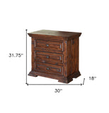 32" Brown Three Drawer Nightstand