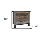 27" Gray Two Drawer Nightstand