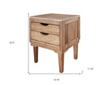 23" Brown Two Drawer Nightstand