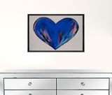 Blue Open Your Heart Canvas Framed Wall Art