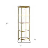 70" Gold Metal and Glass Four Tier Bookcase