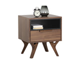 23" Brown Wood One Drawer Nightstand