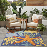 4' x 6' Blue and Orange Starfish Power Loom Area Rug