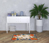 3' X 4' Blue and Orange Floral Power Loom Area Rug