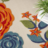 3' X 4' Blue and Orange Floral Power Loom Area Rug