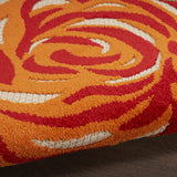 8' Blue and Orange Round Floral Power Loom Area Rug