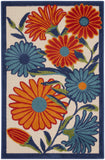 3' X 4' Blue and Orange Floral Power Loom Area Rug