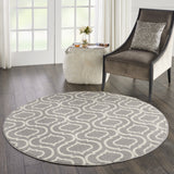 5' Gray Round Moroccan Power Loom Area Rug
