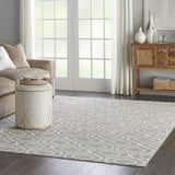 5' Gray Round Moroccan Power Loom Area Rug