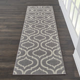 7' Gray Moroccan Power Loom Runner Rug