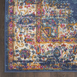 10' Blue and Ivory Oriental Power Loom Distressed Runner Rug