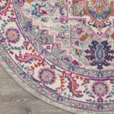 4' Gray Round Floral Power Loom Area Rug