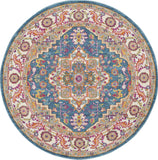 4' Gray Round Floral Power Loom Area Rug