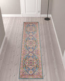 10' Gray Floral Power Loom Runner Rug