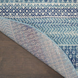 4' Navy Blue Round Floral Power Loom Area Rug