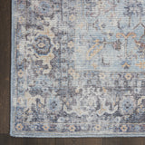 10' Gray Floral Power Loom Distressed Washable Runner Rug