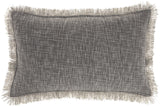 24" X 14" Charcoal Linen Cotton Zippered Pillow With Fringe