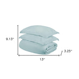 Light Blue Twin Cotton Blend 400 Thread Count Washable Duvet Cover Set